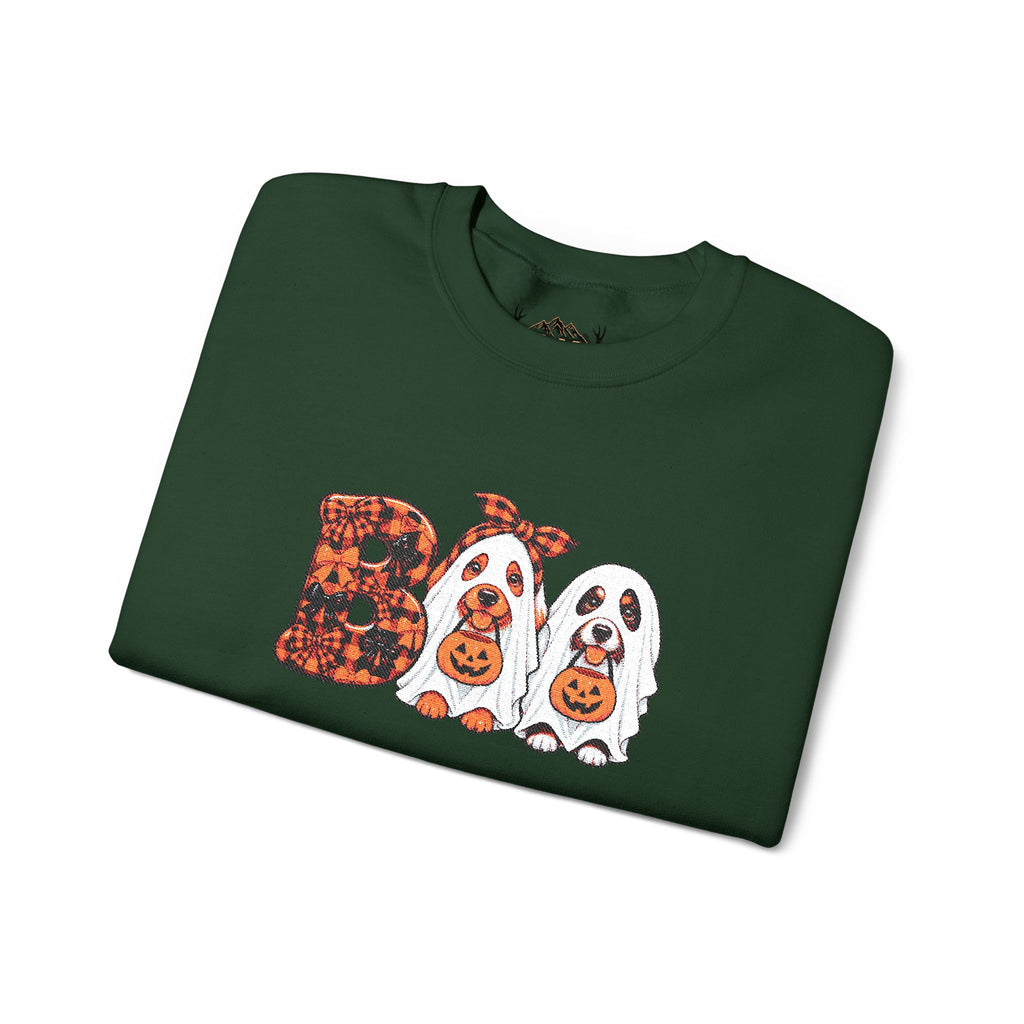 Dog Themed "BOO" Embroidered Crewneck Sweatshirt