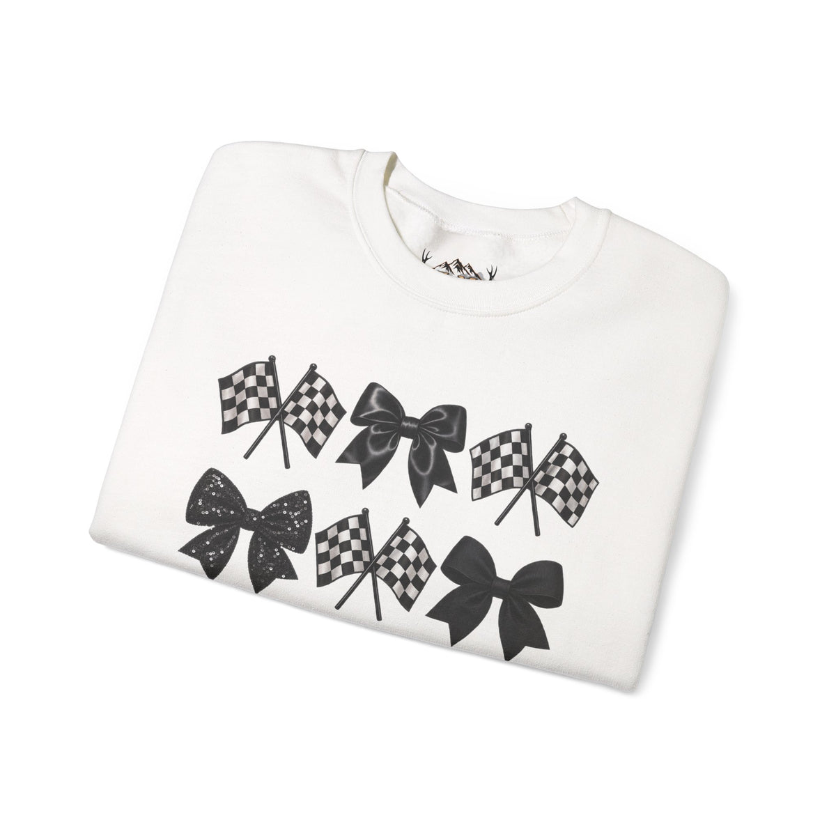 Bows & Racing Flag Crewneck Sweatshirt