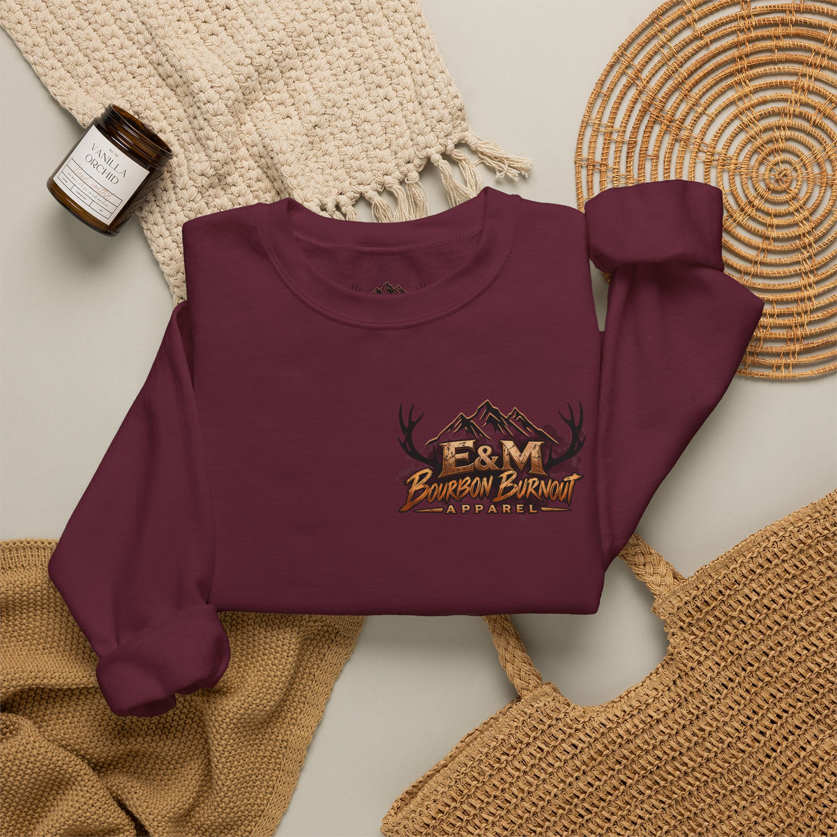 E&M Bourbon Burnout Apparel Crewneck Sweatshirt