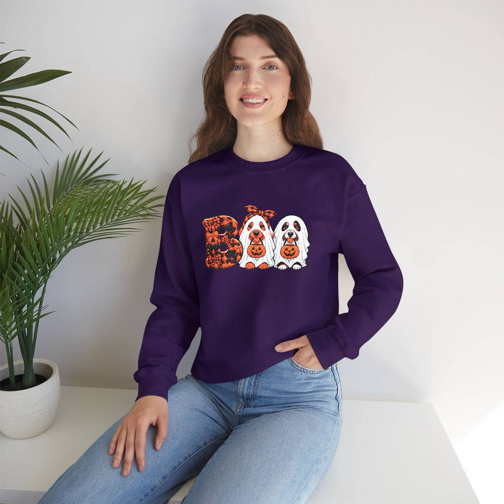 Dog Themed "BOO" Embroidered Crewneck Sweatshirt