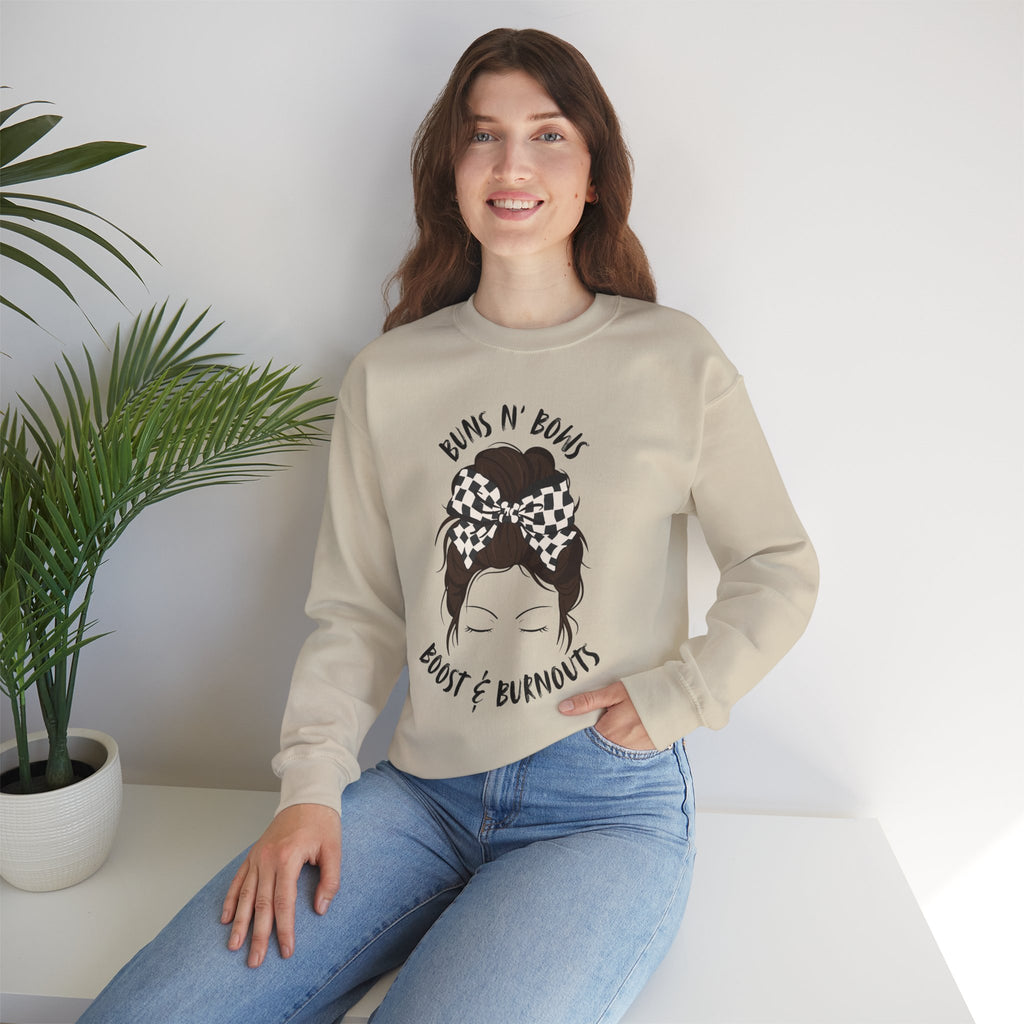 Buns N' Bows Boost & Burnouts Crewneck Sweatshirt