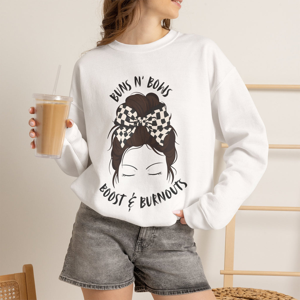Buns N' Bows Boost & Burnouts Crewneck Sweatshirt