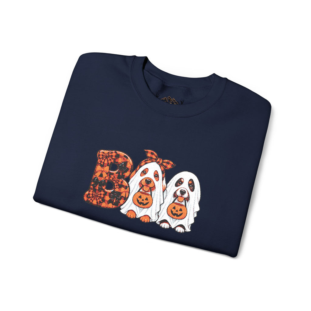 Dog Themed "BOO" Embroidered Crewneck Sweatshirt