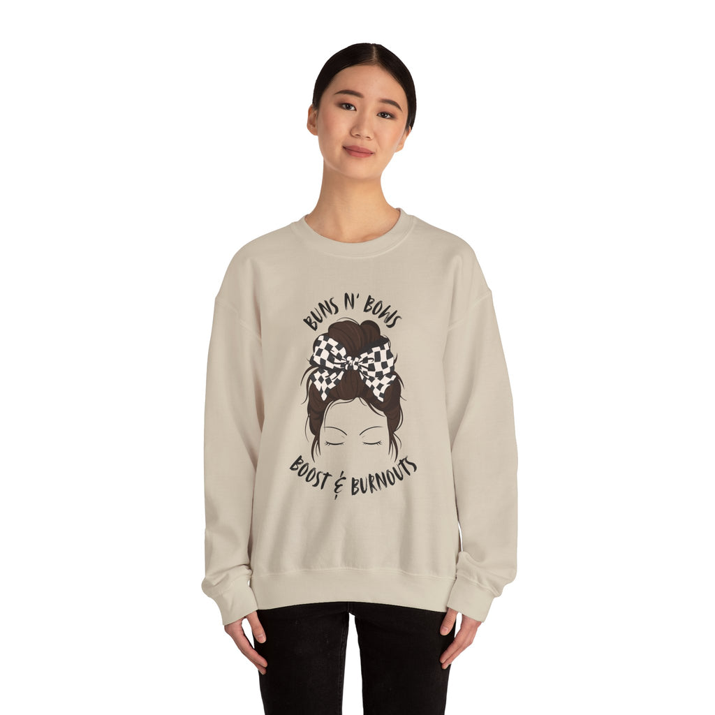 Buns N' Bows Boost & Burnouts Crewneck Sweatshirt