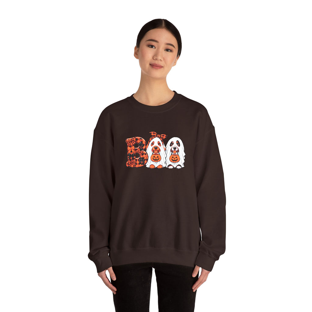 Dog Themed "BOO" Embroidered Crewneck Sweatshirt