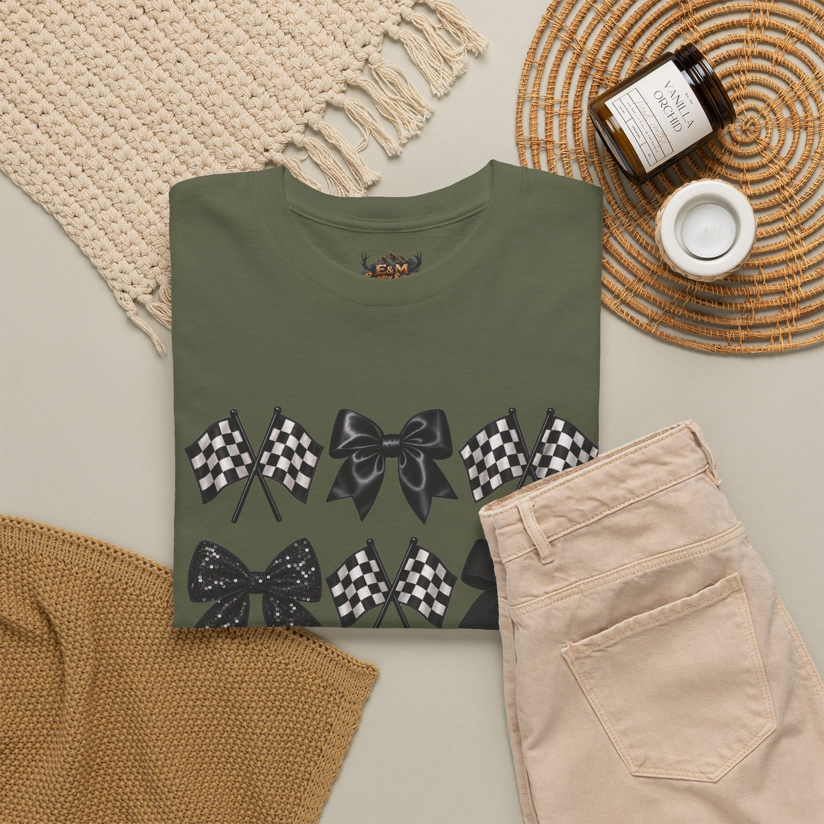 Bows & Racing Flag T-Shirt