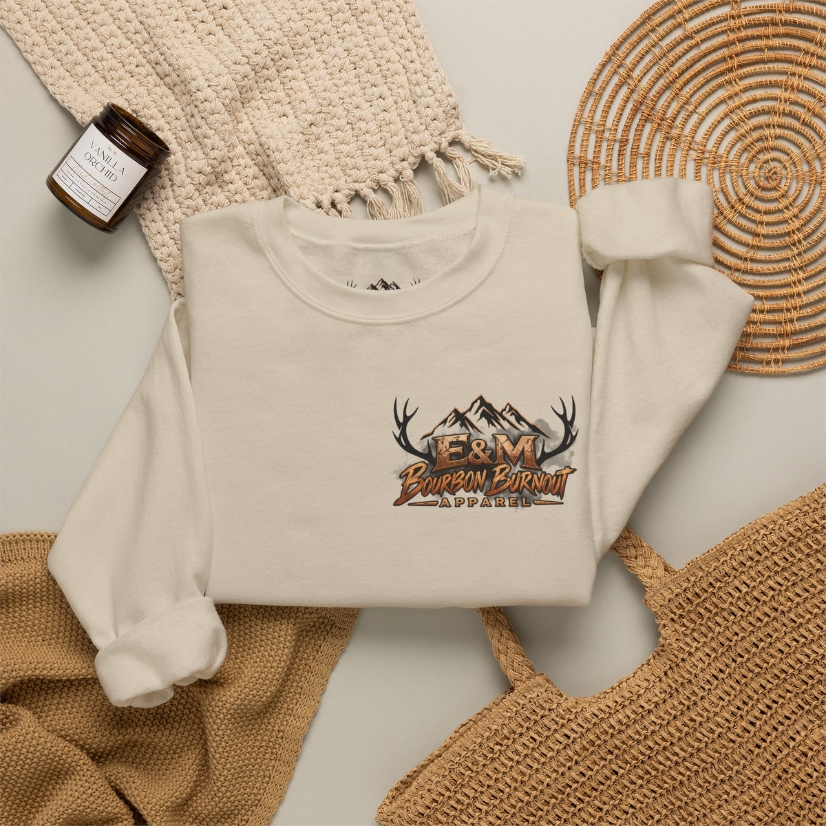 E&M Bourbon Burnout Apparel Crewneck Sweatshirt