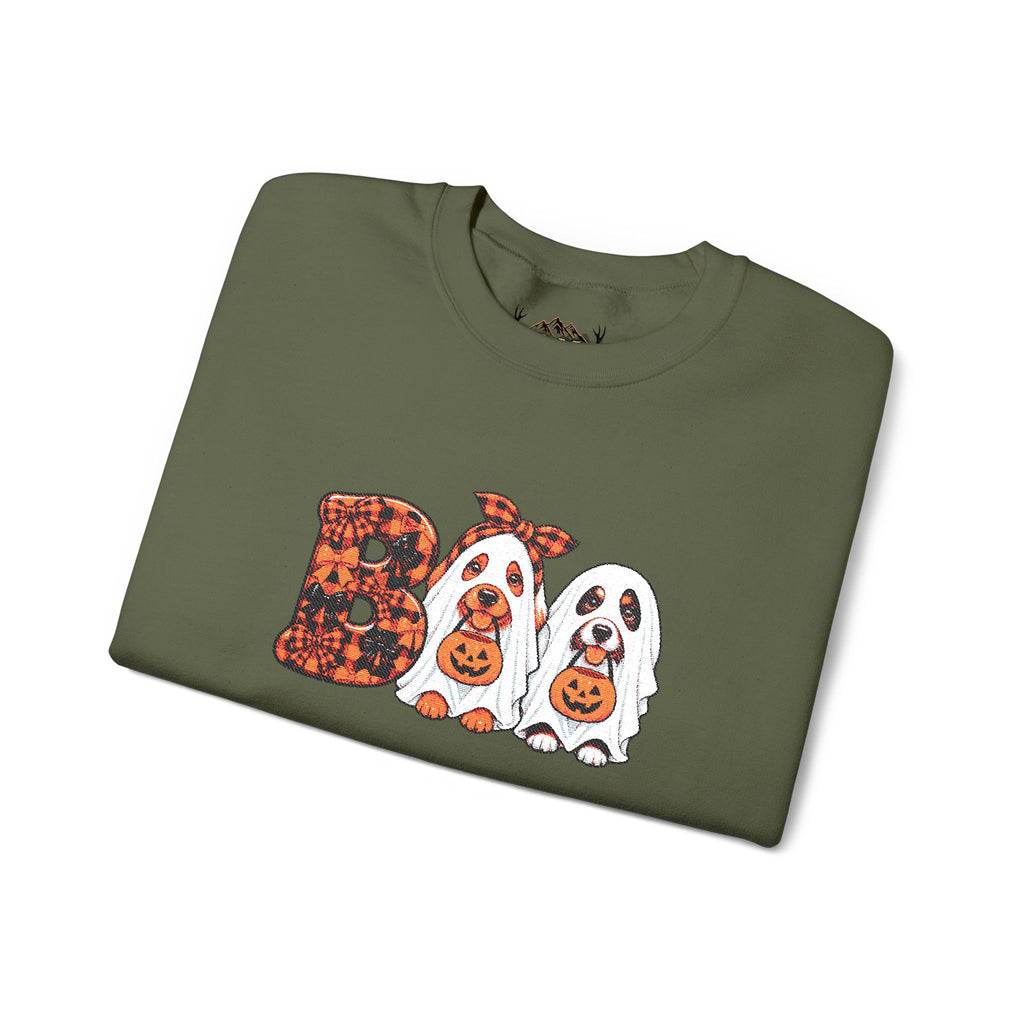 Dog Themed "BOO" Embroidered Crewneck Sweatshirt