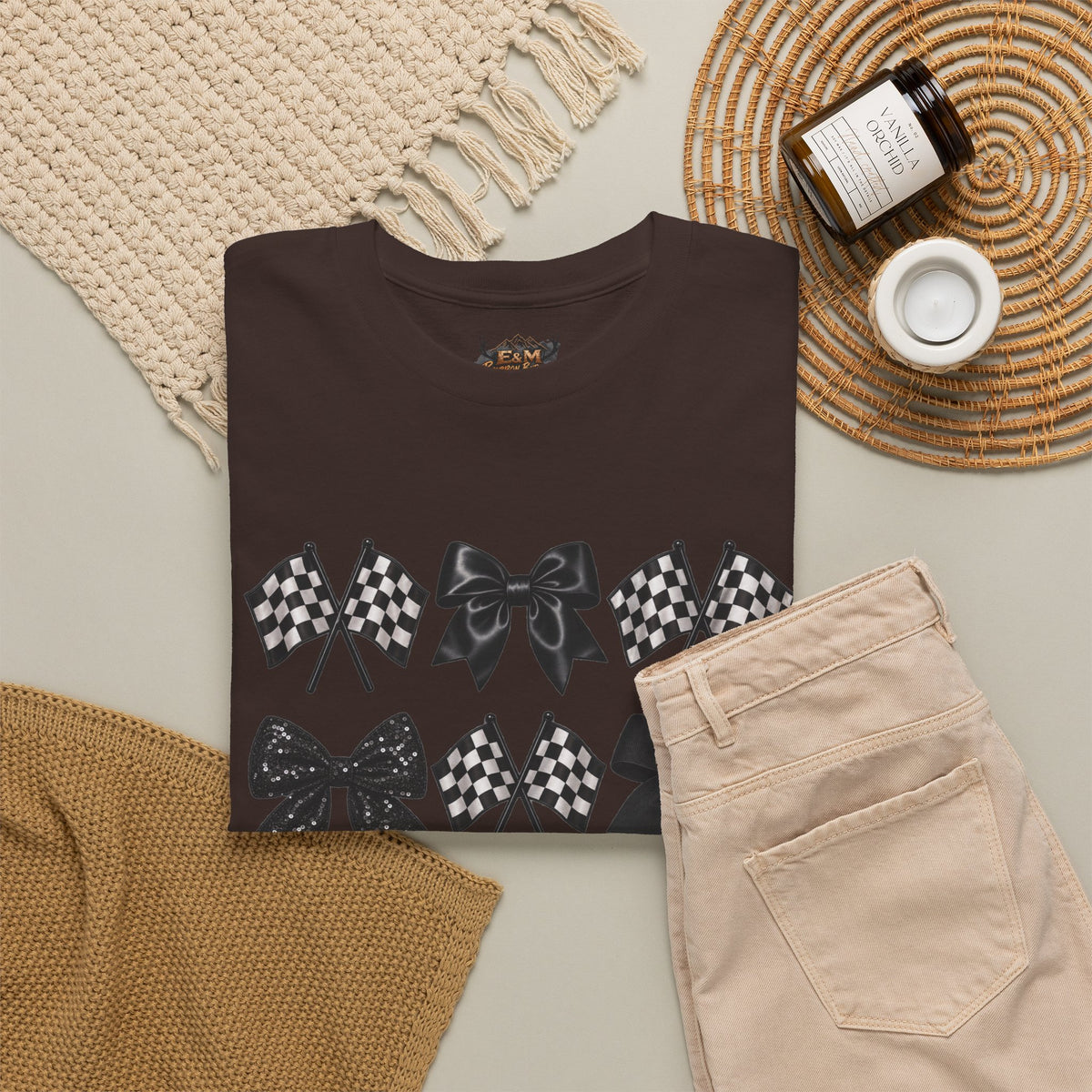 Bows & Racing Flag T-Shirt