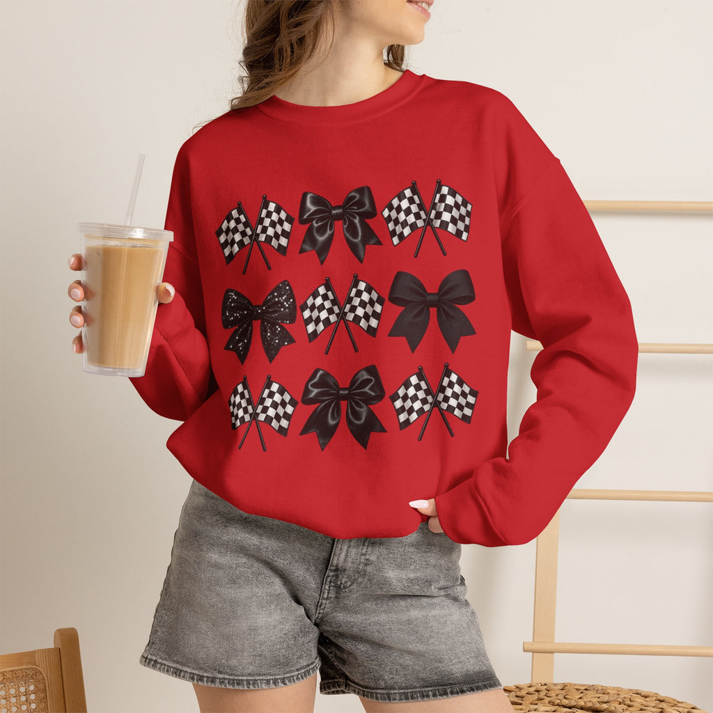 Bows & Racing Flag Crewneck Sweatshirt