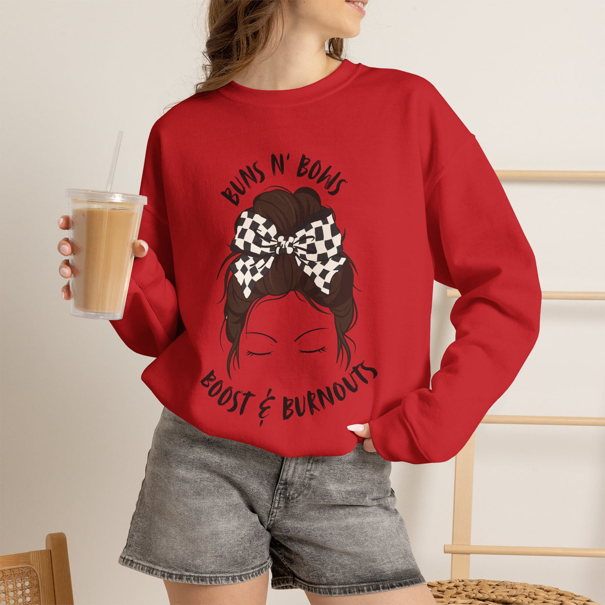 Buns N' Bows Boost & Burnouts Crewneck Sweatshirt