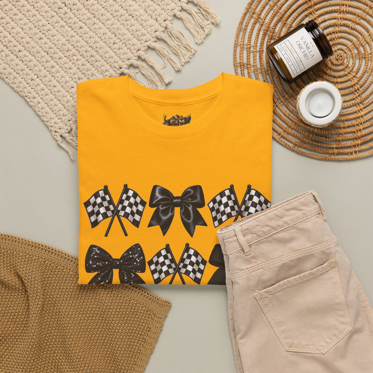 Bows & Racing Flag T-Shirt